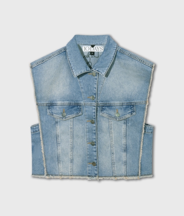 10DAYS CROPPED DENIM GILET Größe: XS Farbe: BLUE D.