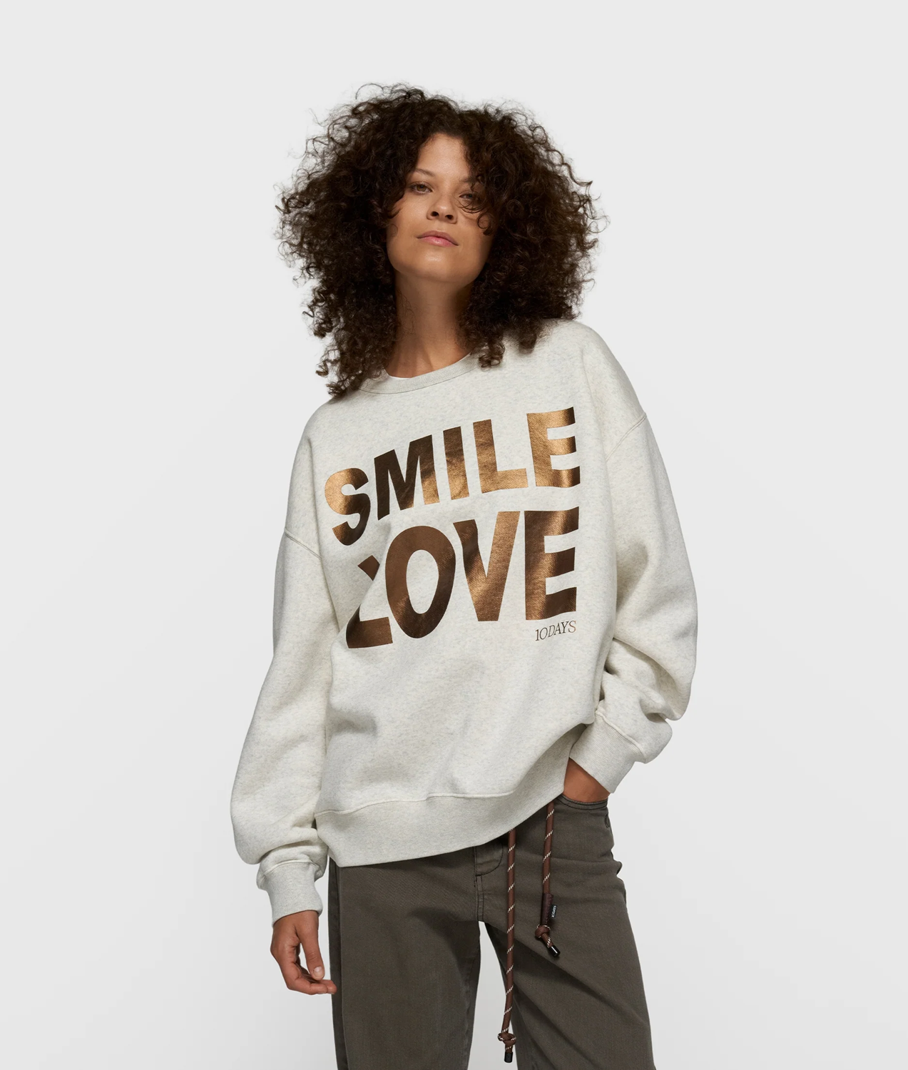 10DAYS STATEMENT SWEATER SMILE LOVE Größe: M Farbe: S.WHITE