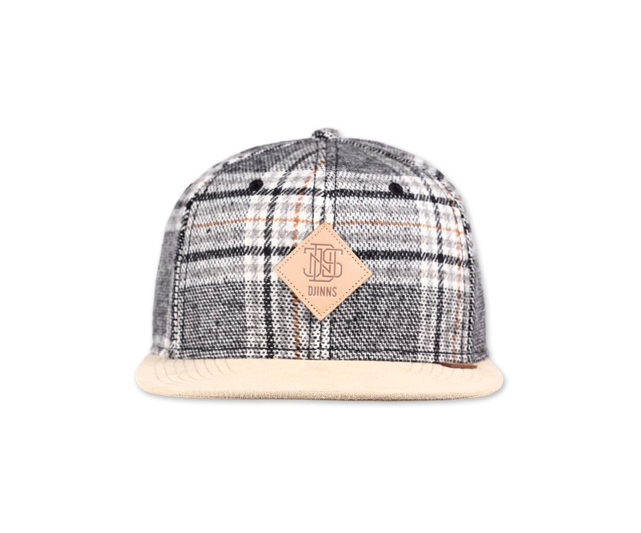 DJINNS 6 PANEL SNAPBACK CAP CHECK TWEED