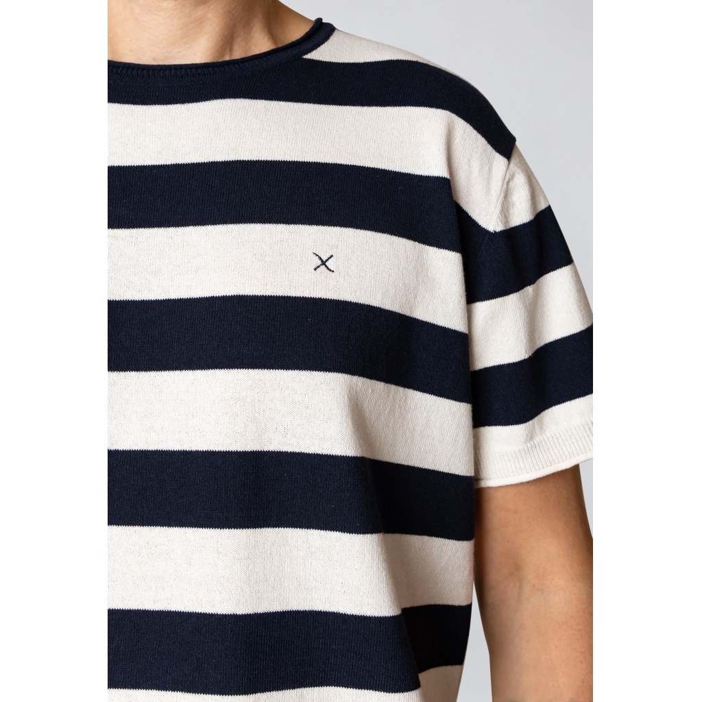 CLEANCUT COPENHAGEN MILAS KNITTED TEE Größe: M Farbe: NAVY/ECRU